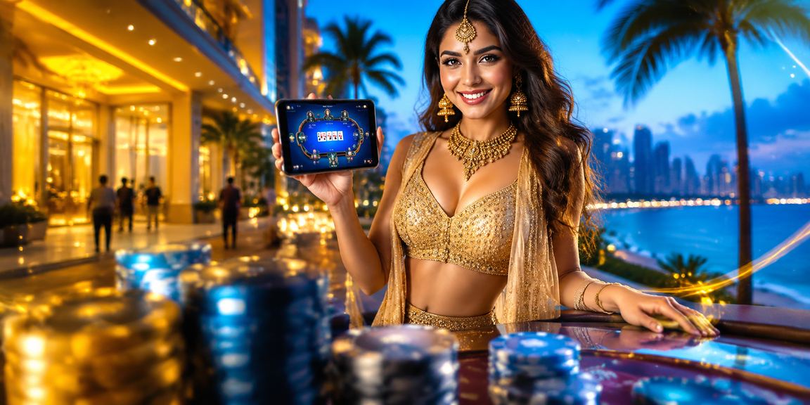 Indian woman playing live poker in traditional dress